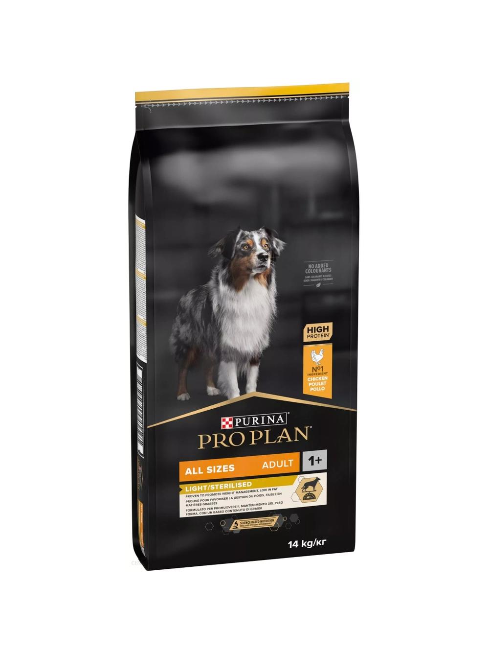 PRO PLAN Light Sterilised All Sizes Adult Karma dla psów bogata w kurczaka 14kg / Opakowanie uszkodzone (2044,2962,3655) !!!