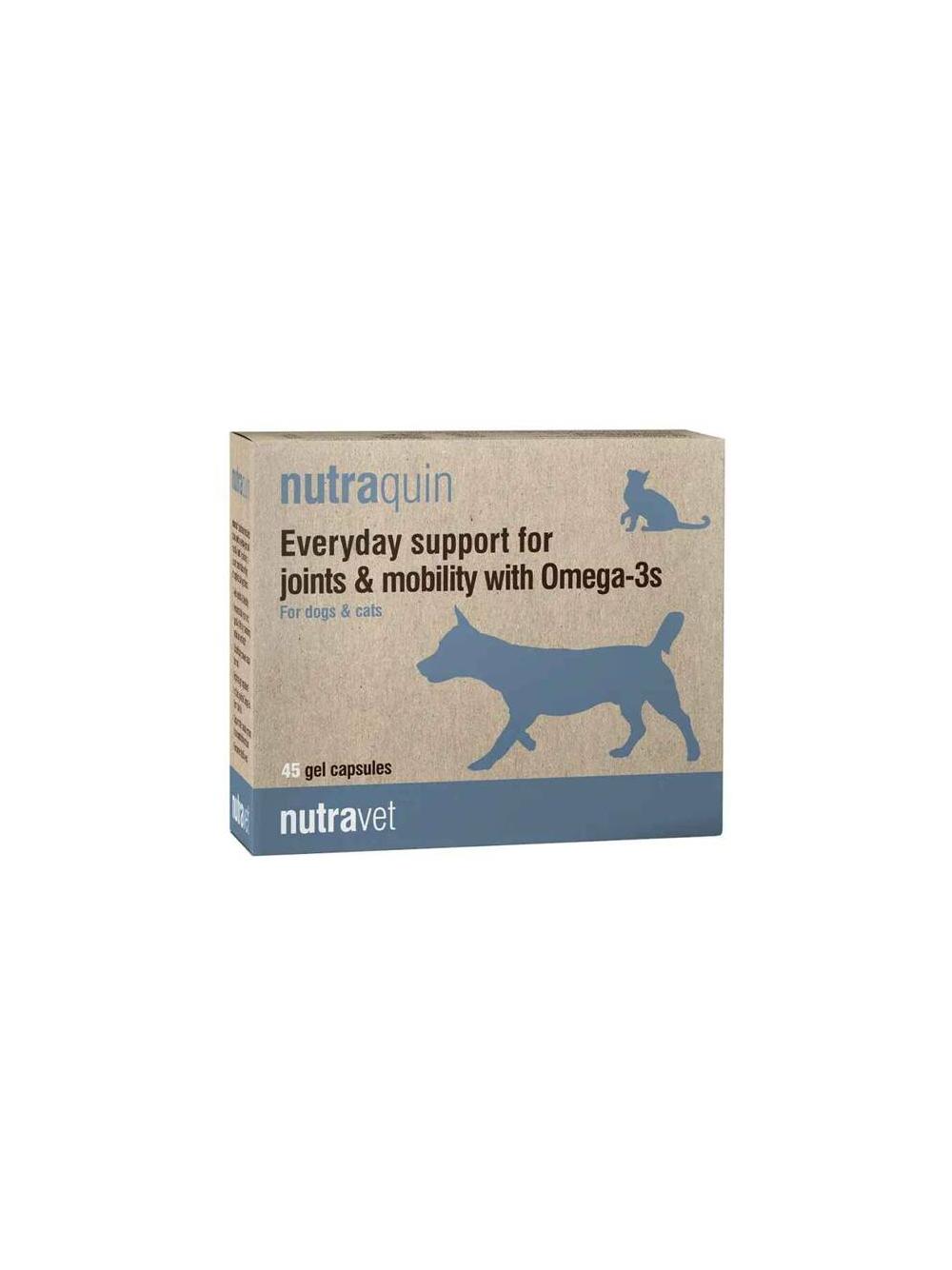 NUTRAVET Nutraquin For Dogs & Cats 45kaps- zapewnia szybkie wsparcie dla zwierząt cierpiących na sztywność stawów