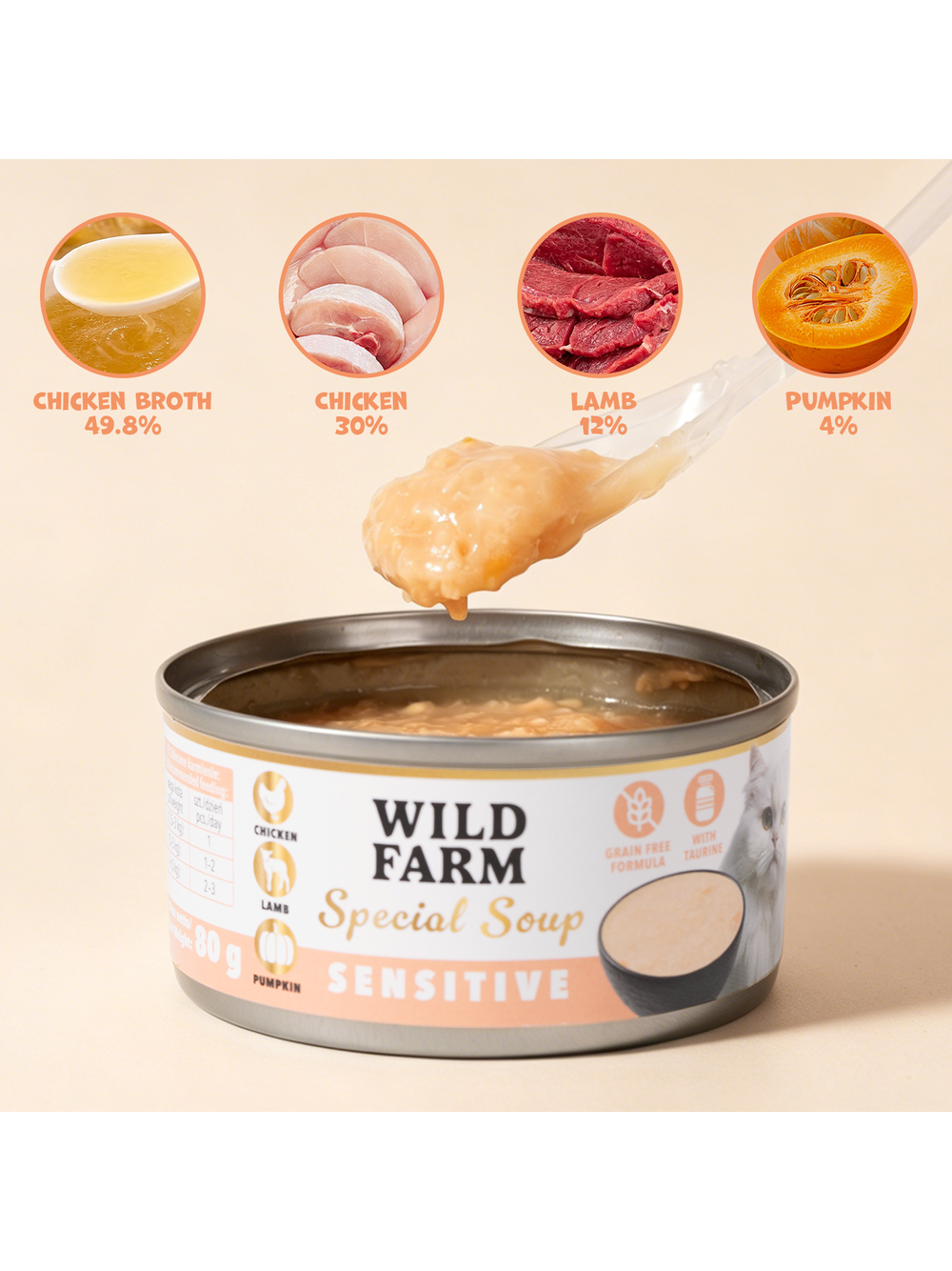 WILD FARM Special Soup 6x80g Sensitive – aromatyczna zupka - wsparcie prawidłowego nawodnienia