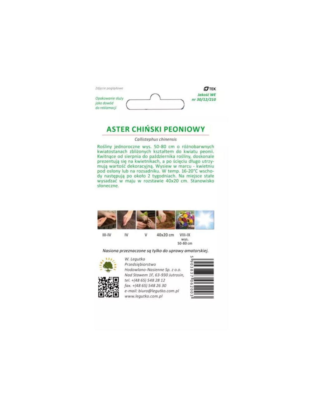 Aster chiński peoniowy mieszanka