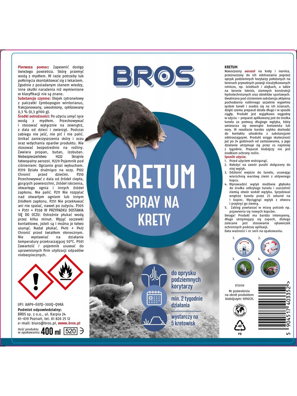 BROS Kretum – spray na krety 400ml