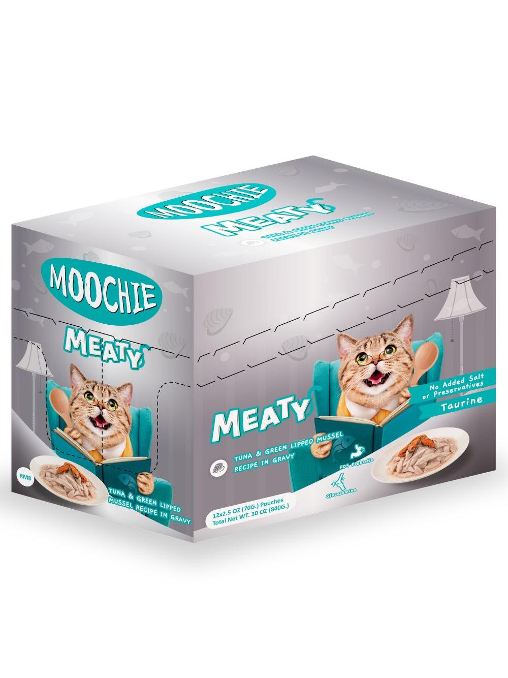MOOCHIE Tuna & Green Lipped Mussel In Gravy 70g Senior
