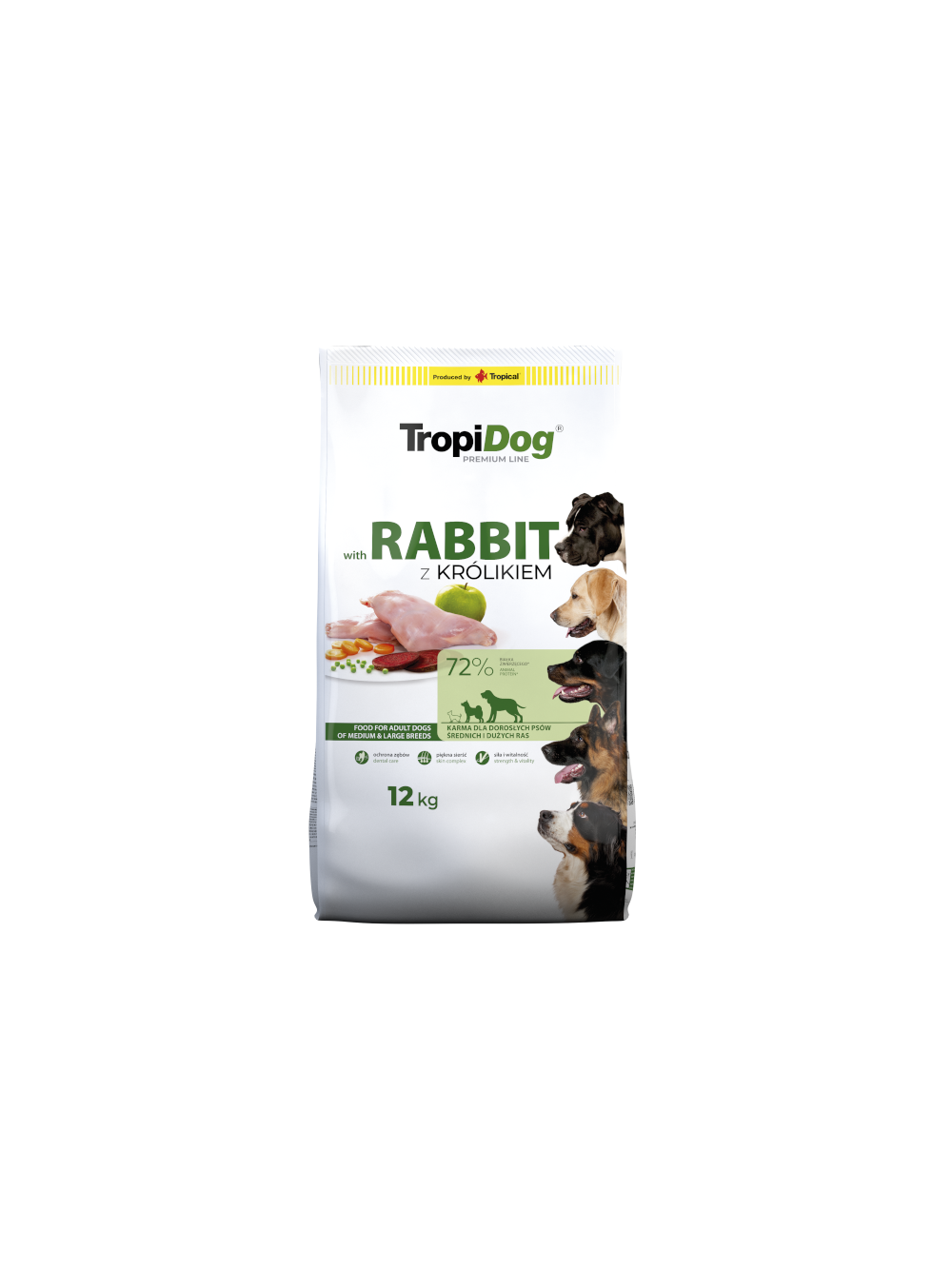 TROPIDOG Premium Adult medium & large breeds bogaty w królika i ryż 9,5kg / Opakowanie uszkodzone (9302) !!!