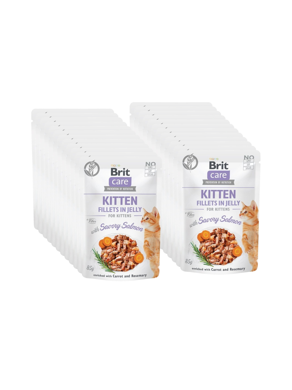 BRIT CARE Cat  Pouches Kitten Fillets in Jelly with Savory Salmon 24x85g