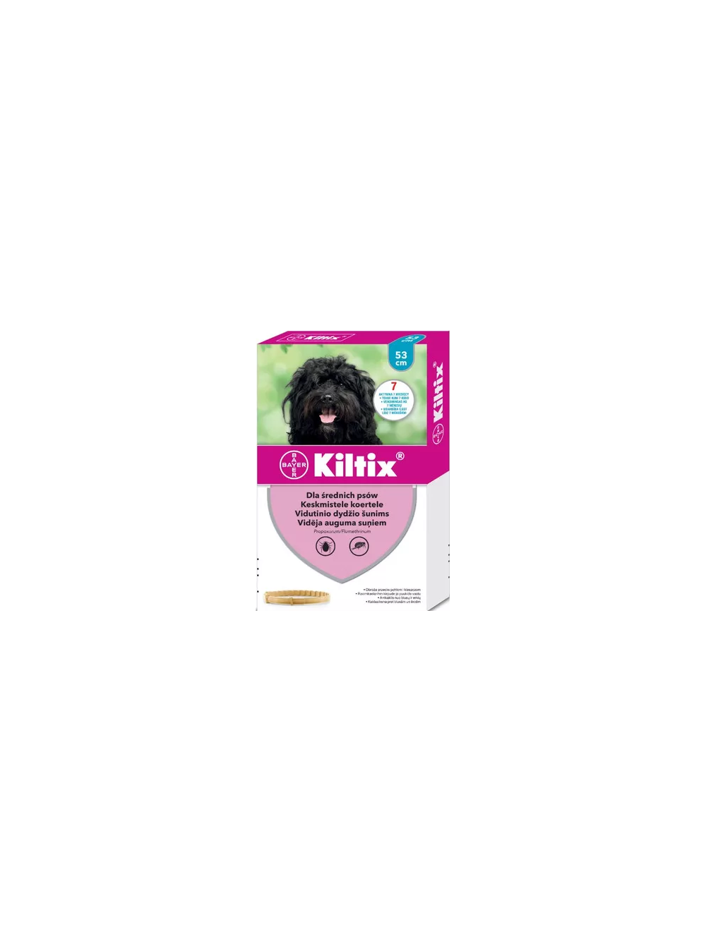 Kiltix Obroża dla psów średnich dł, 53cm+ Cestal Dog Plus tabletki na odrobaczanie psów 2 sztuki