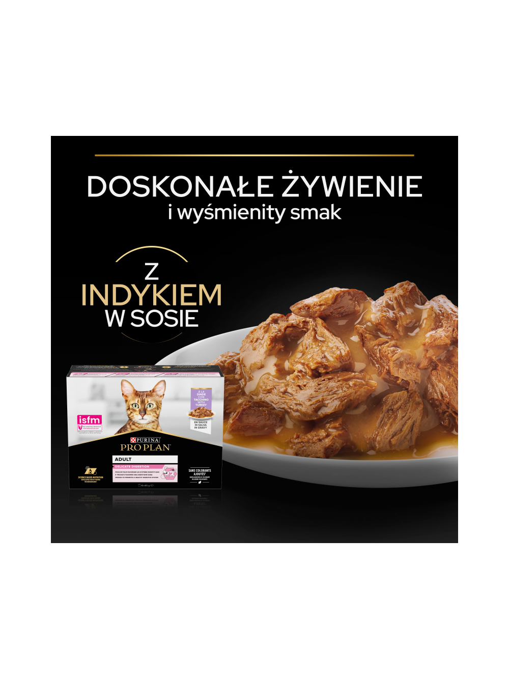 PRO PLAN Delicate Digestion Mokra karma dla kotów z indykiem w sosie 10x85g