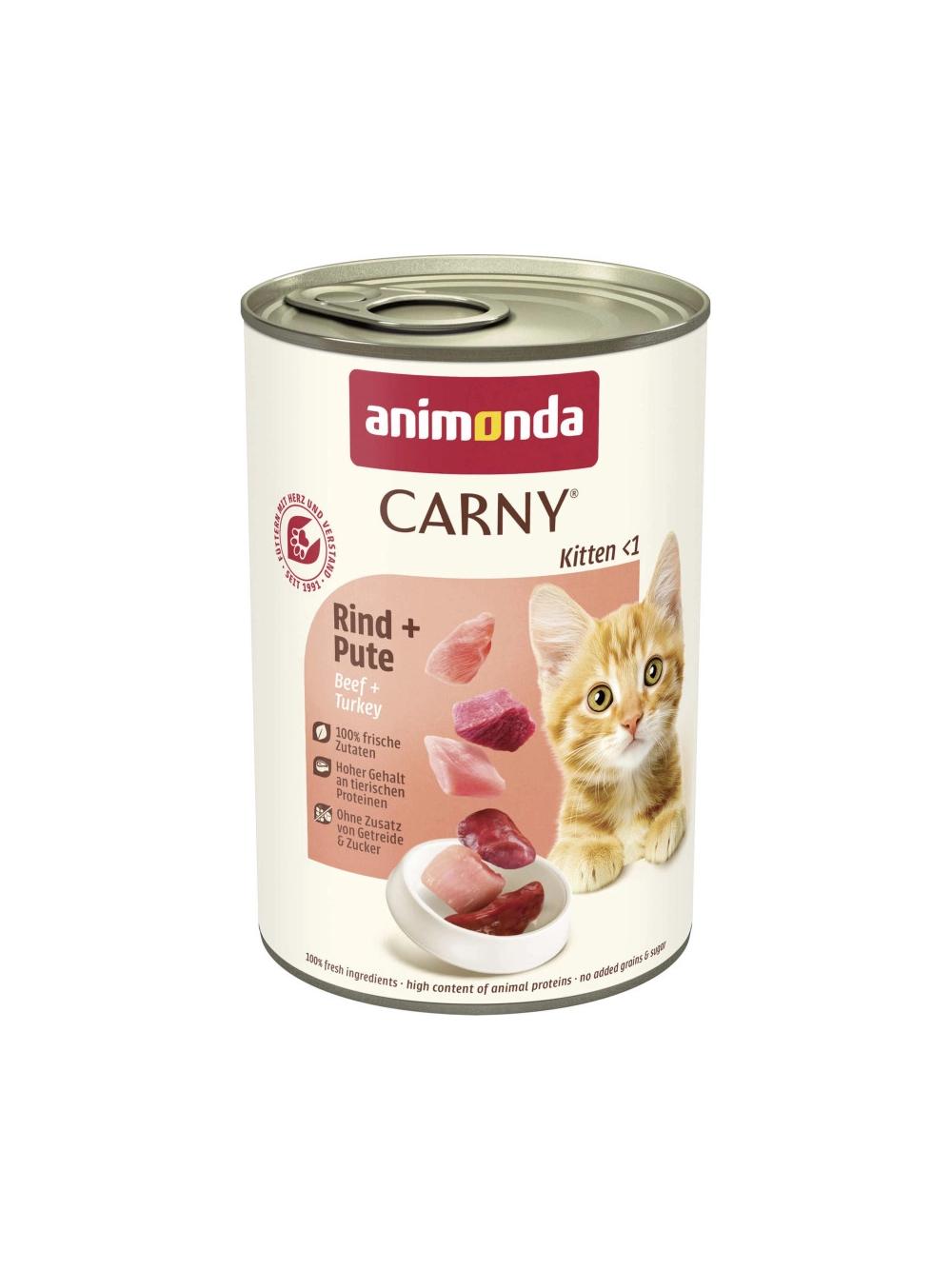 ANIMONDA Cat Carny Kitten smak: wołowina, indyk 6x400g