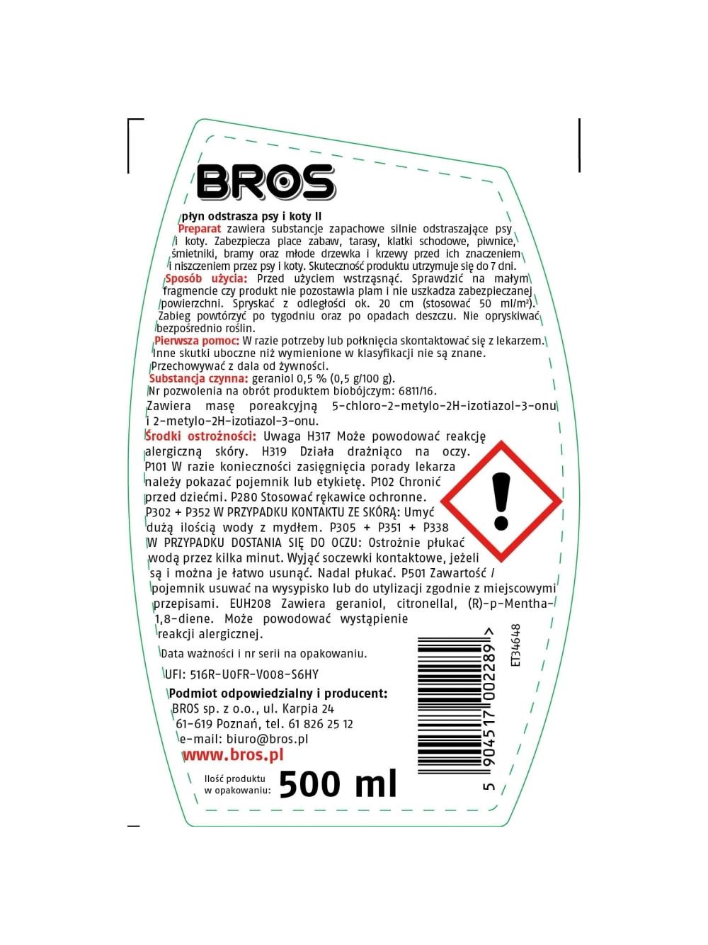 Bros Spray odstraszający psy i koty 500ml