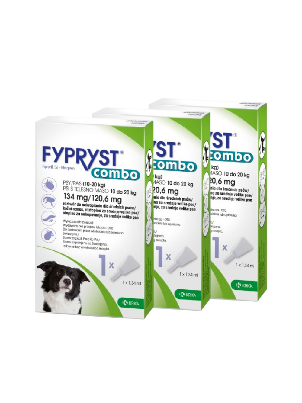 KRKA Fypryst Combo krople na pchły i kleszcze dla psa 10-20 kg 134mg/1,34ml 3 szt
