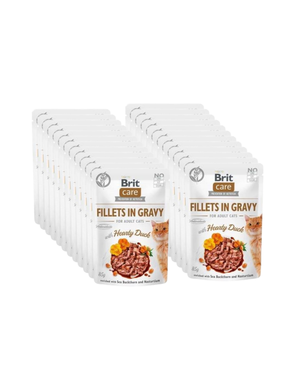 BRIT CARE Cat  Pouches Fillets in Gravy with Hearty Duck 24x85g