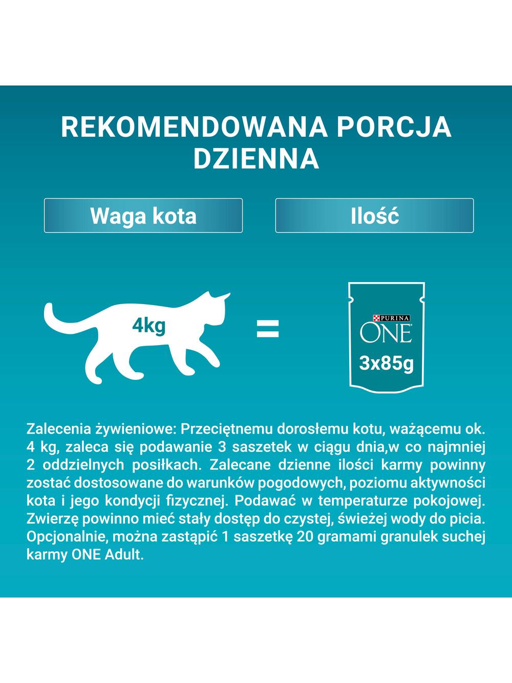 Purina One Adult Karma dla kotów z kurczakiem i zieloną fasolką 26x85 g