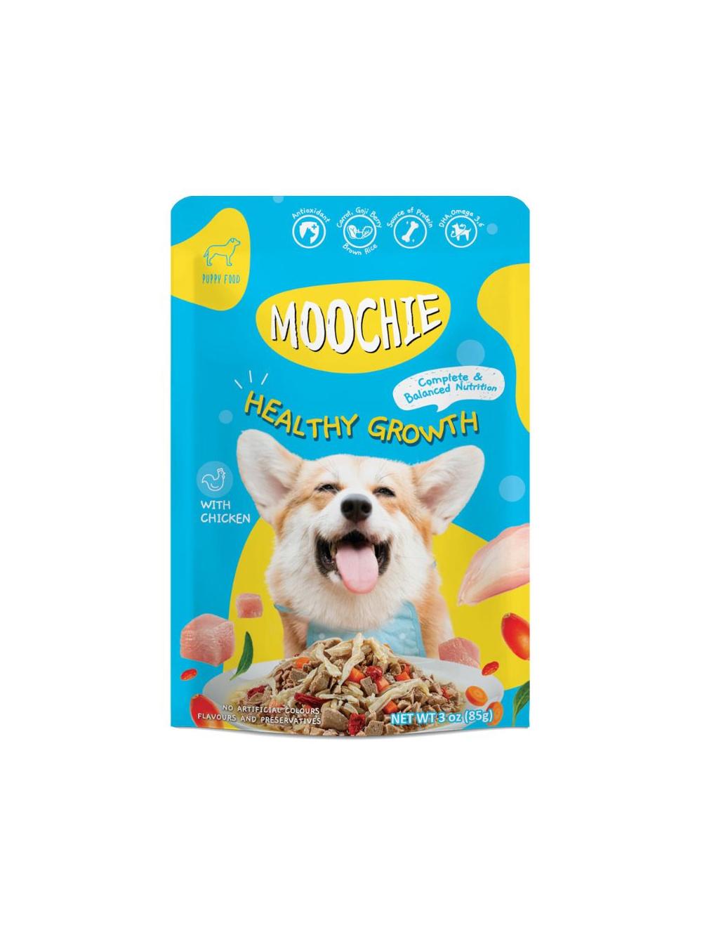 MOOCHIE Healthy Growth With Chicken 12x85g karma mokra dla psa z kurczakiem