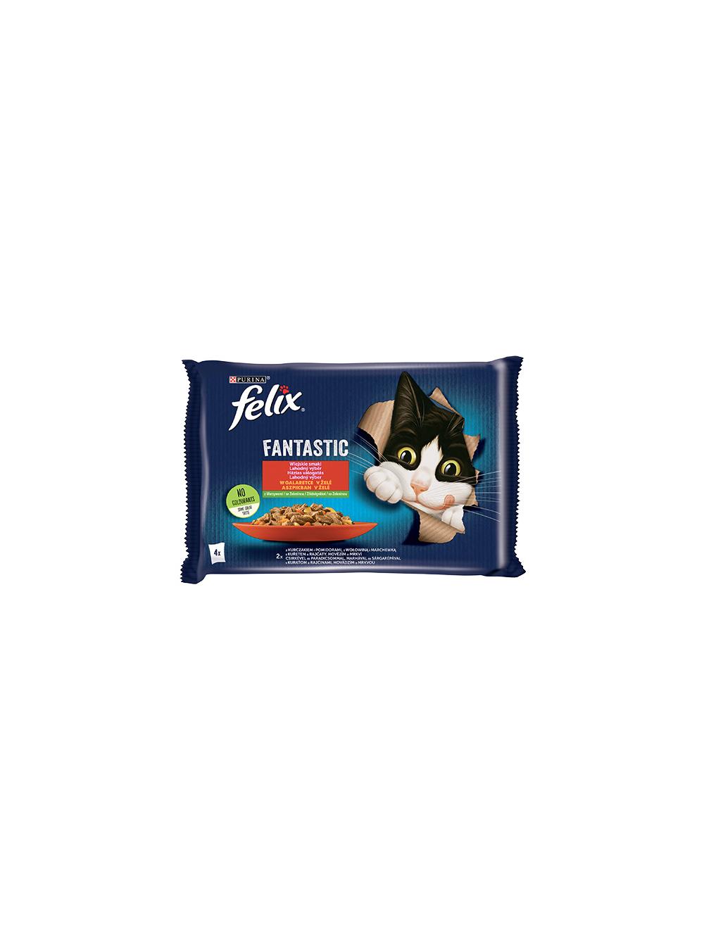 FELIX Fantastic w galaretce z kurczakiem i wołowiną 4x85g