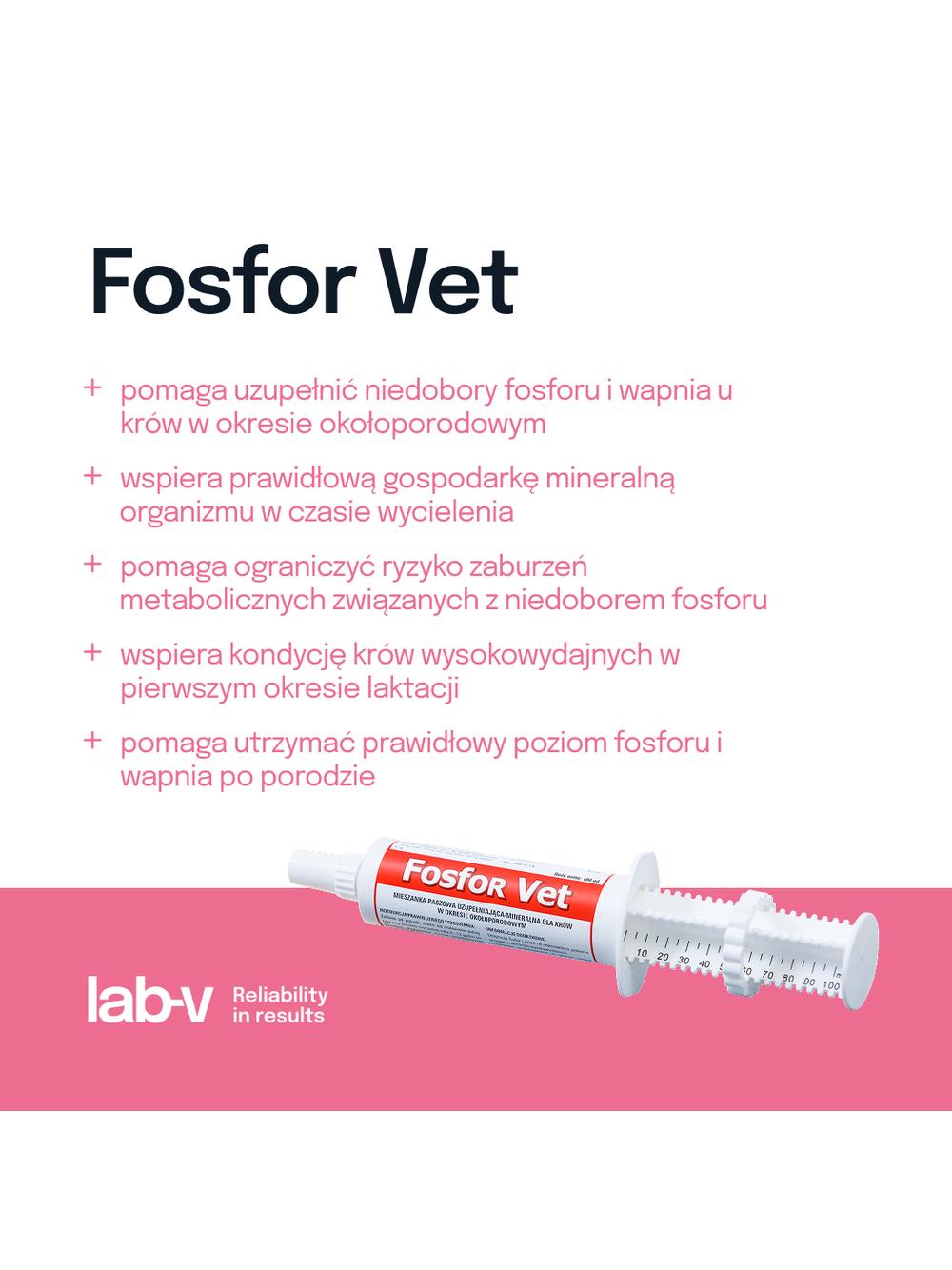 Lab-v Fosfor Vet - Mieszanka Paszowa Uzupełniająca Mineralna Dla Krów W Okresie Okołoporodowym Na Poprawę Zalegań Poporodowych 100ml