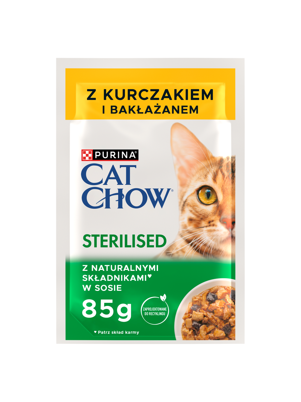 CAT CHOW Sterilised Karma dla kotów z kurczakiem i bakłażanem w sosie 10x85g