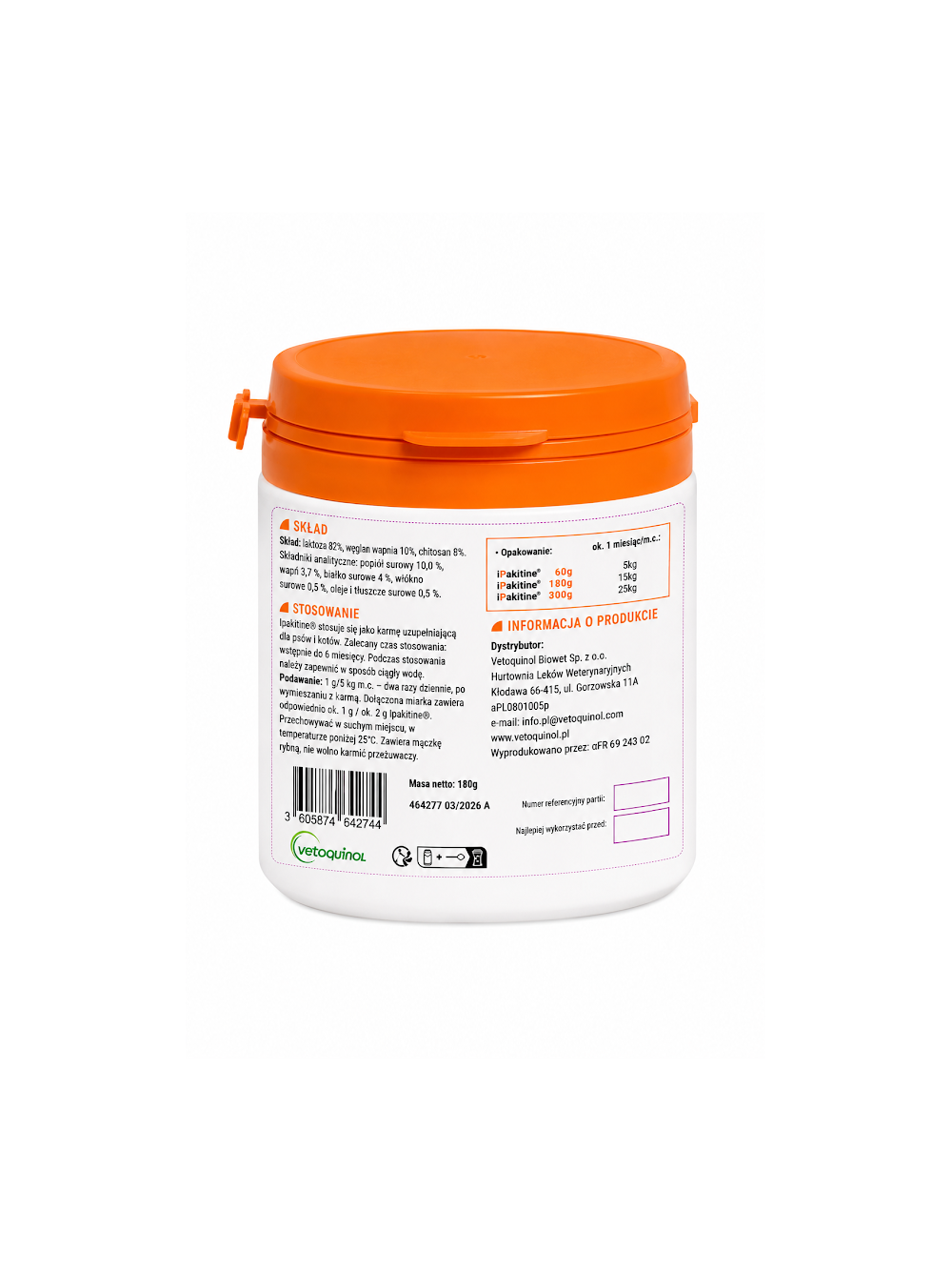 VETOQUINOL Ipakitine 180g Dla Kotów I Psów Dla Poprawy Funkcjonowania Nerek