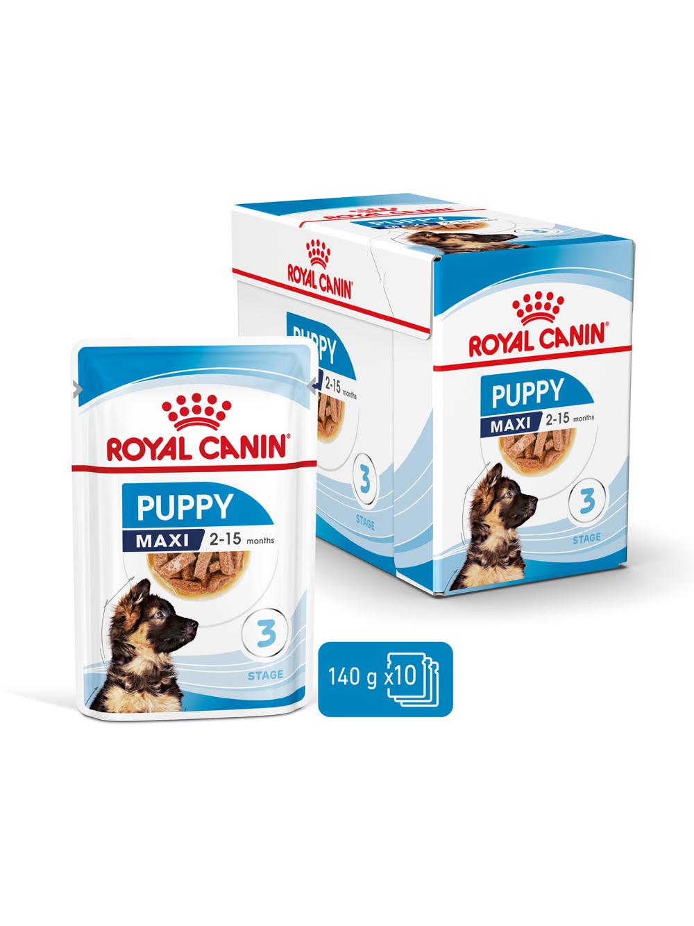 ROYAL CANIN Maxi Puppy 10x140g karma mokra w sosie dla szczeniąt do 15 miesiąca życia,  ras dużych