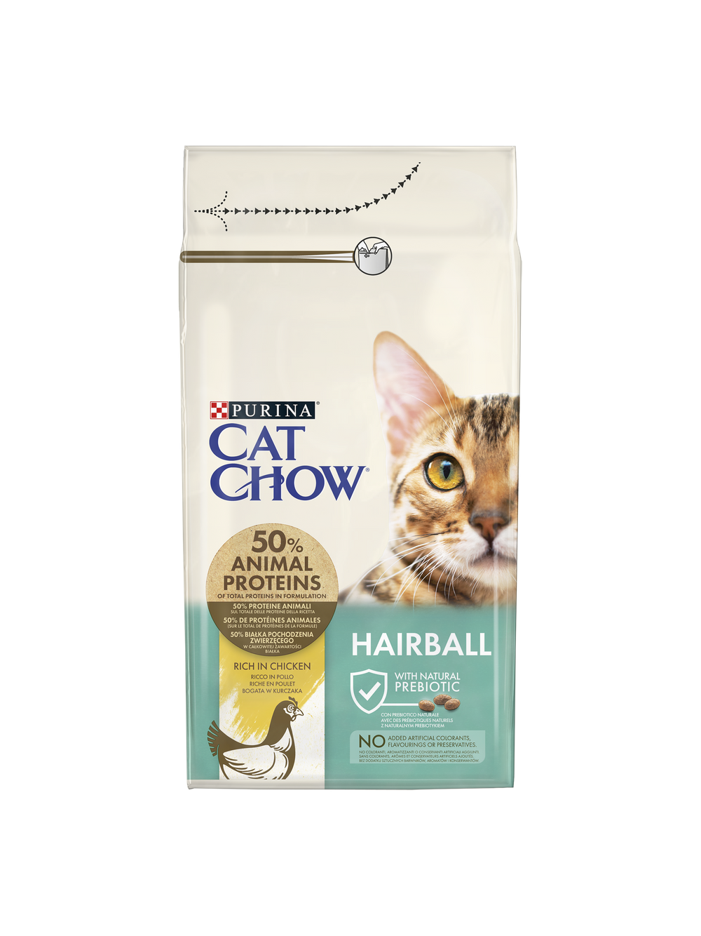 PURINA Cat Chow Hairball Karma bogata w kurczaka 1,5kg + 2 saszetki GRATIS