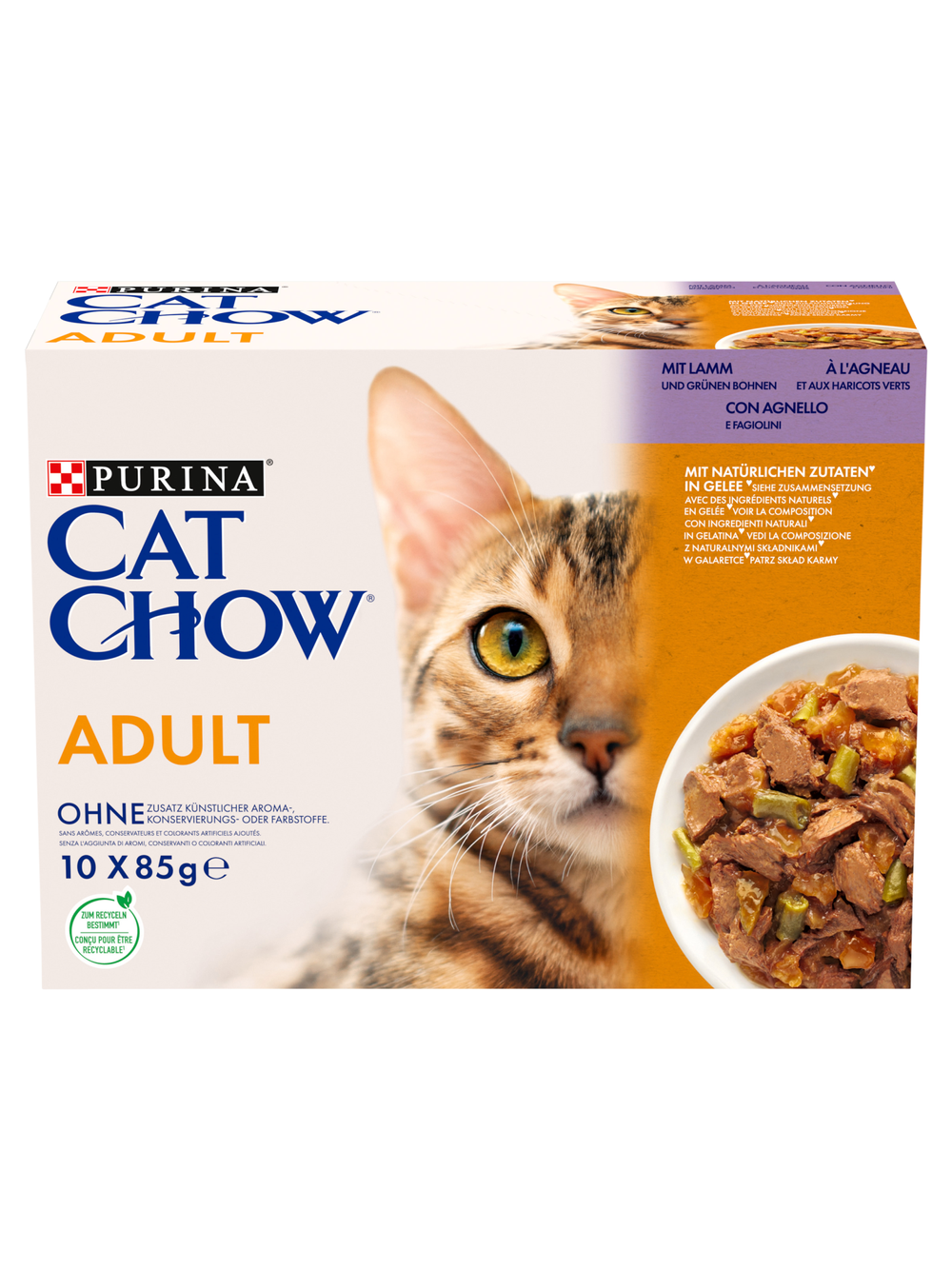PURINA Cat Chow Adult Karma dla kotów z jagnięciną i zieloną fasolką w galaretce 10x85g