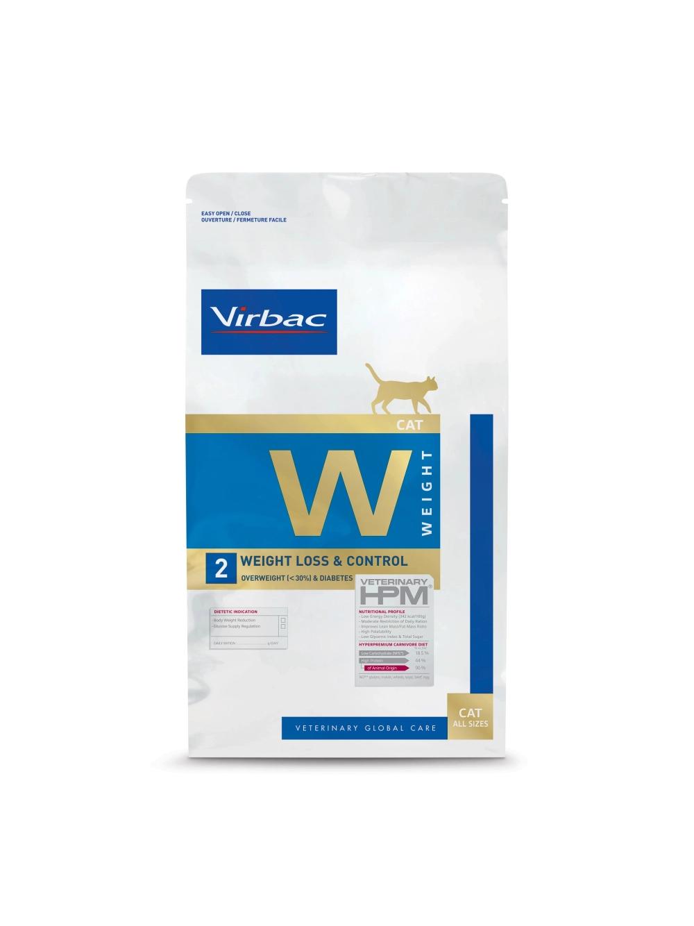 VIRBAC Cat Weight Loss & Control W2 Nadwaga (<30%), Cukrzyca 7 kg