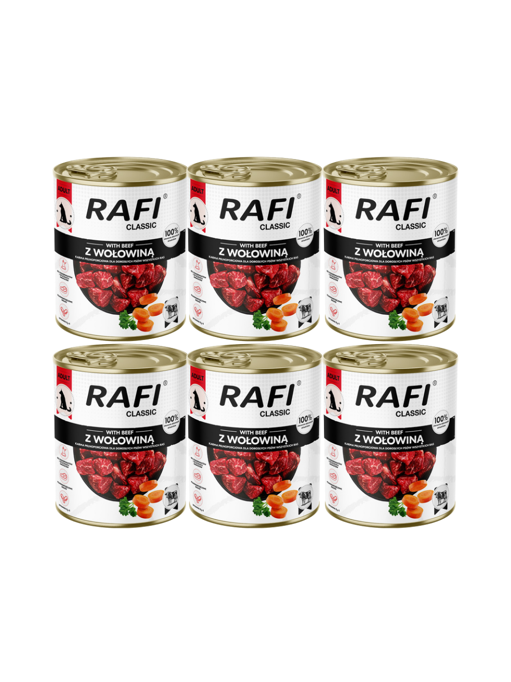 DOLINA NOTECI Mokra karma dla psa Rafi Classic z wołowiną 6x800g