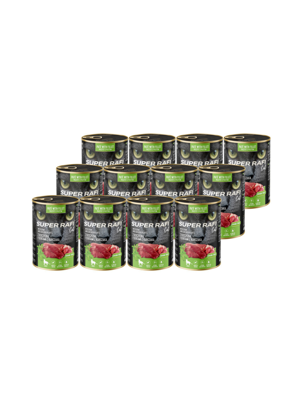 DOLINA NOTECI Super Rafi Cat P&F z dziczyzną i sercami z kurczaka 12x400g
