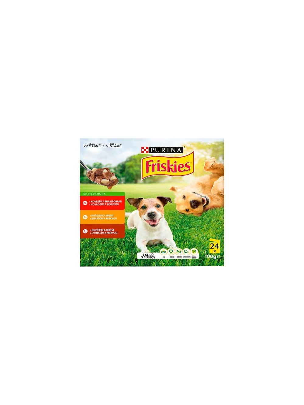 Friskies ADULT Dog wołowina, kurczak, jagnięcina w sosie 48x100 g
