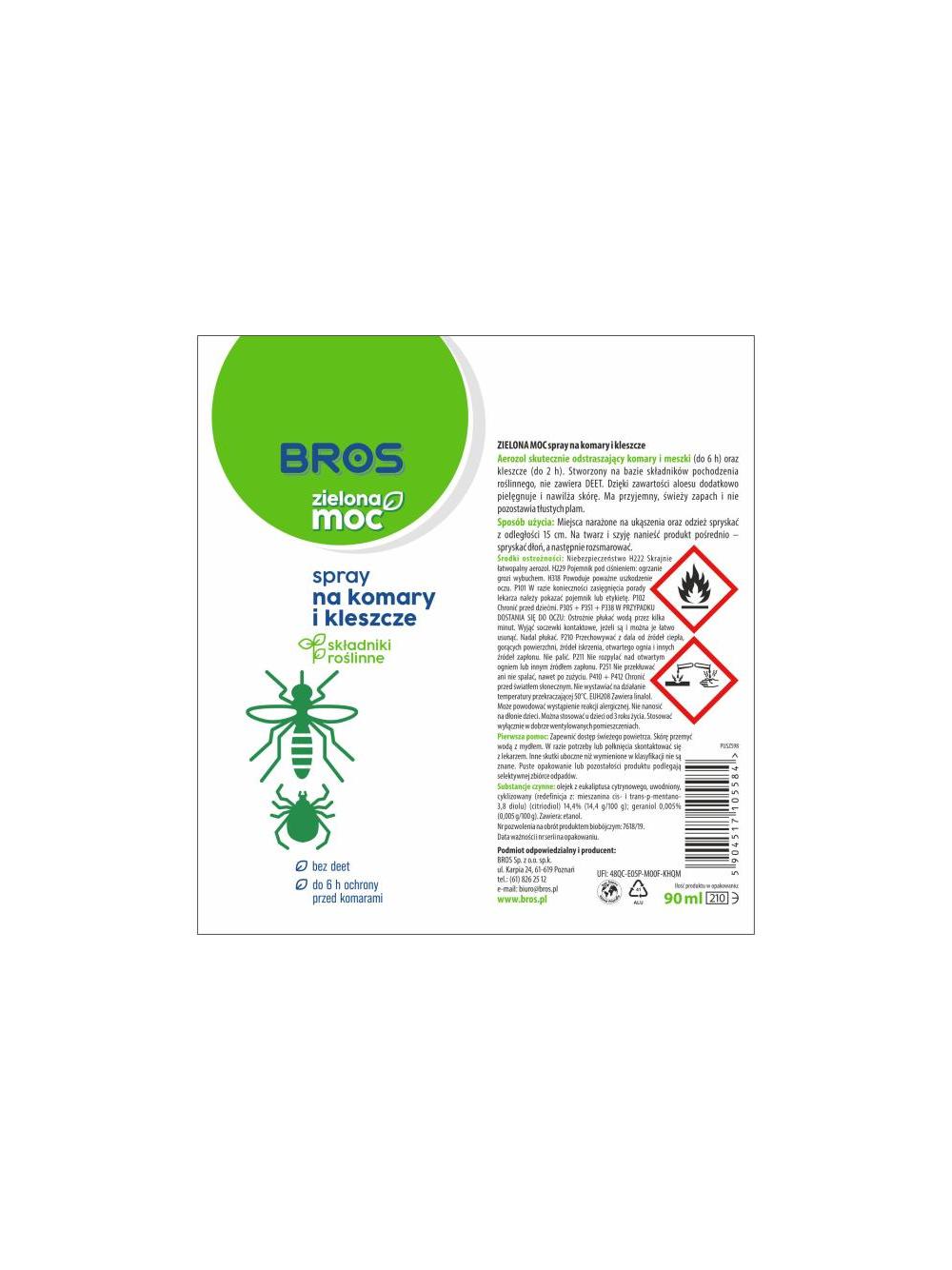 BROS – Zielona Moc Spray na komary i kleszcze 90ml