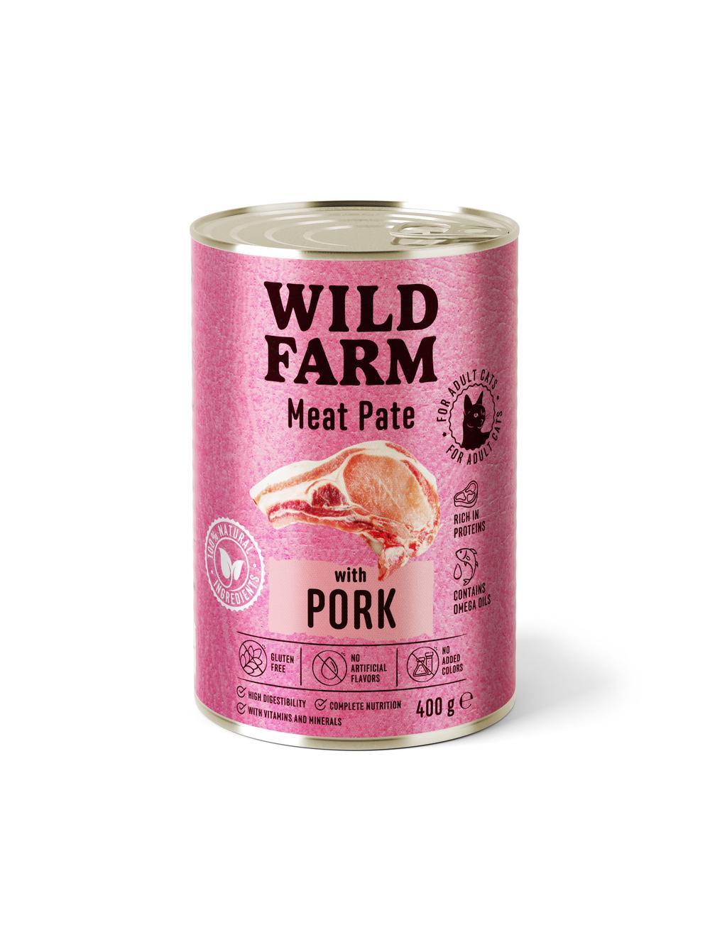 WILD FARM Pate with Pork 400g - bezglutenowa karma dla kota