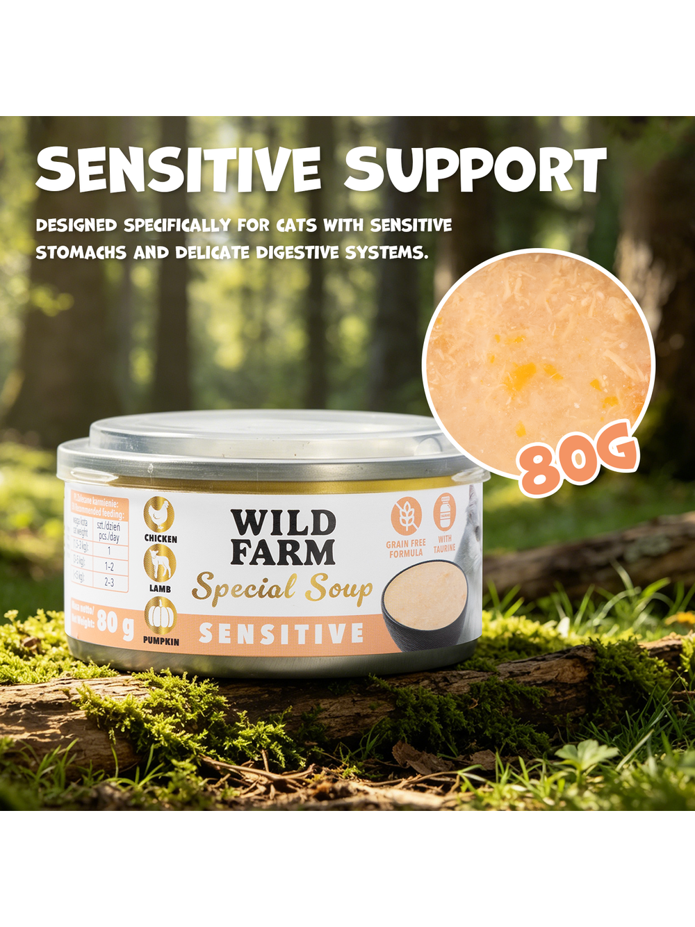WILD FARM Special Soup 6x80g Sensitive – aromatyczna zupka - wsparcie prawidłowego nawodnienia