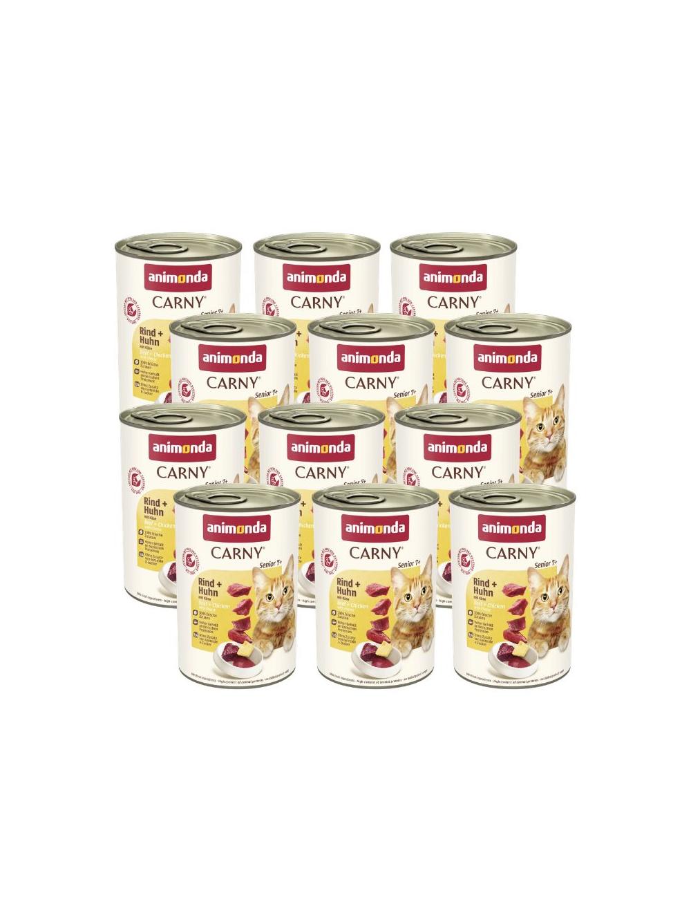 ANIMONDA Cat Carny Senior smak: Wołowina, kurczak, ser  12x400g
