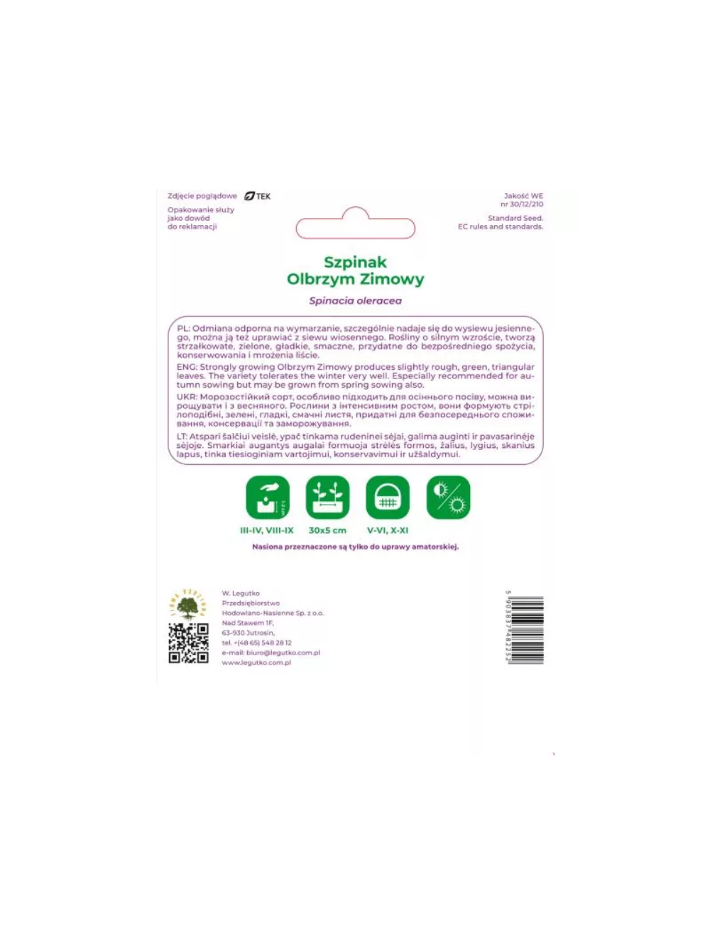 Szpinak Olbrzym Zimowy