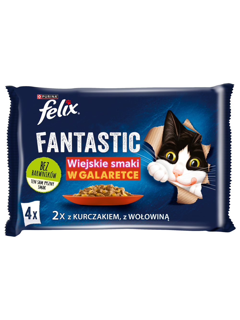 FELIX Wiejskie Smaki w galaretce z wołowina i kurczakiem 4x85g