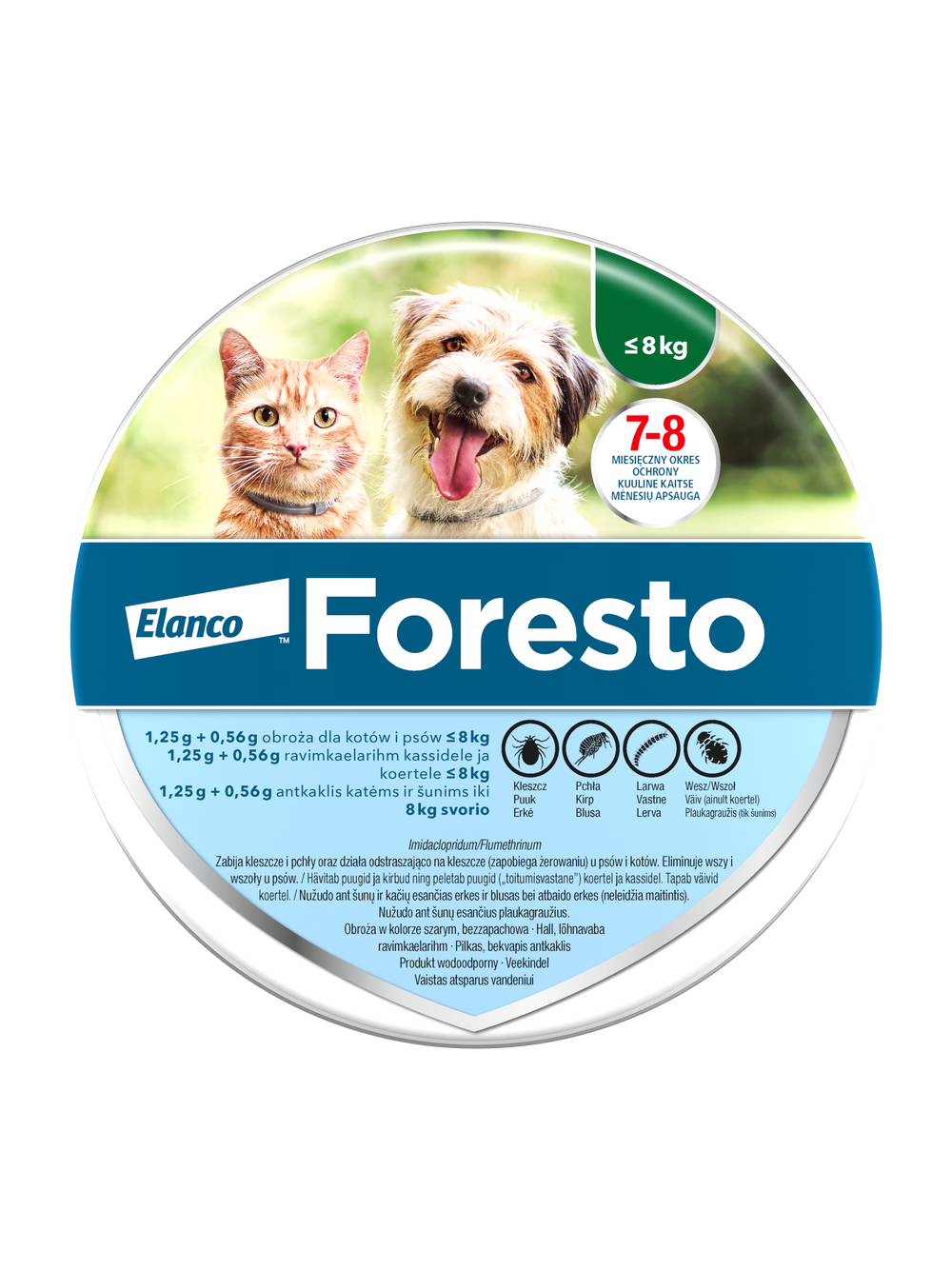 ELANCO Foresto Obroża dla kotów i psów poniżej 8kg+TRIXIE Szczypce do usuwania kleszczy 9cm