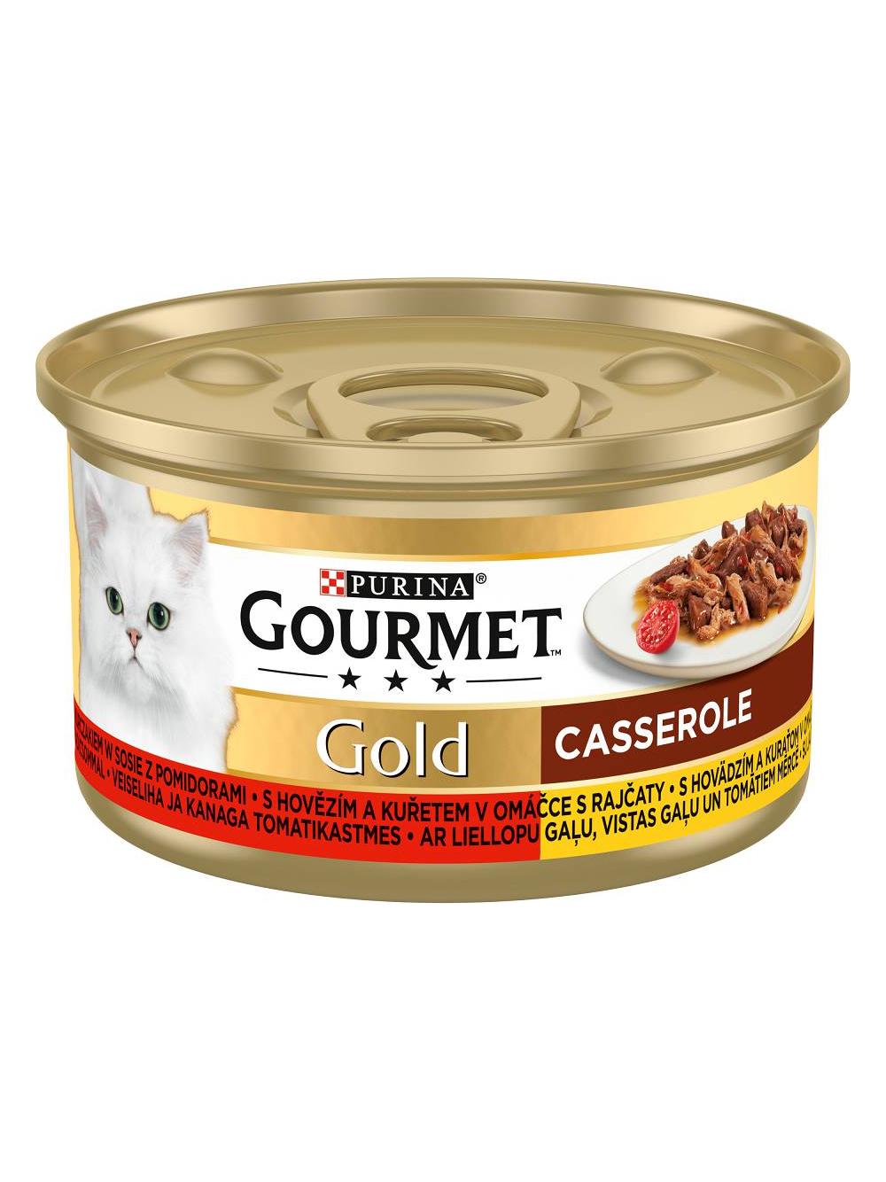 Purina Gourmet Gold z wołowiną i kurczakiem w sosie z pomidorami 24x85g
