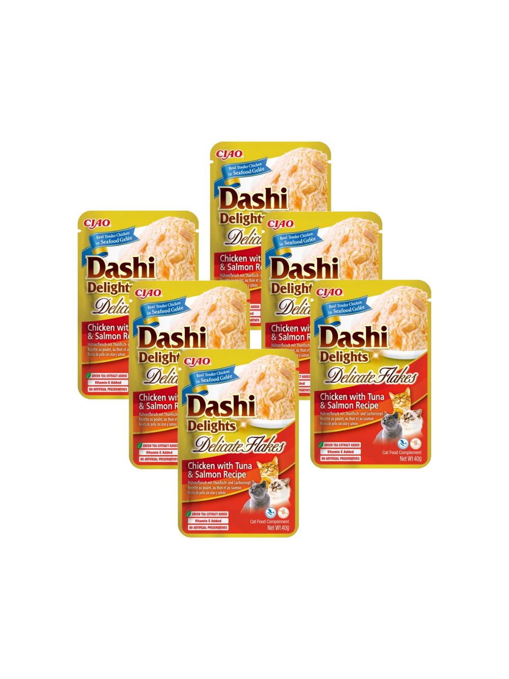 INABA Dashi Delights Delicate Flakes Chicken with Tuna & Salmon Recipe 6x40g