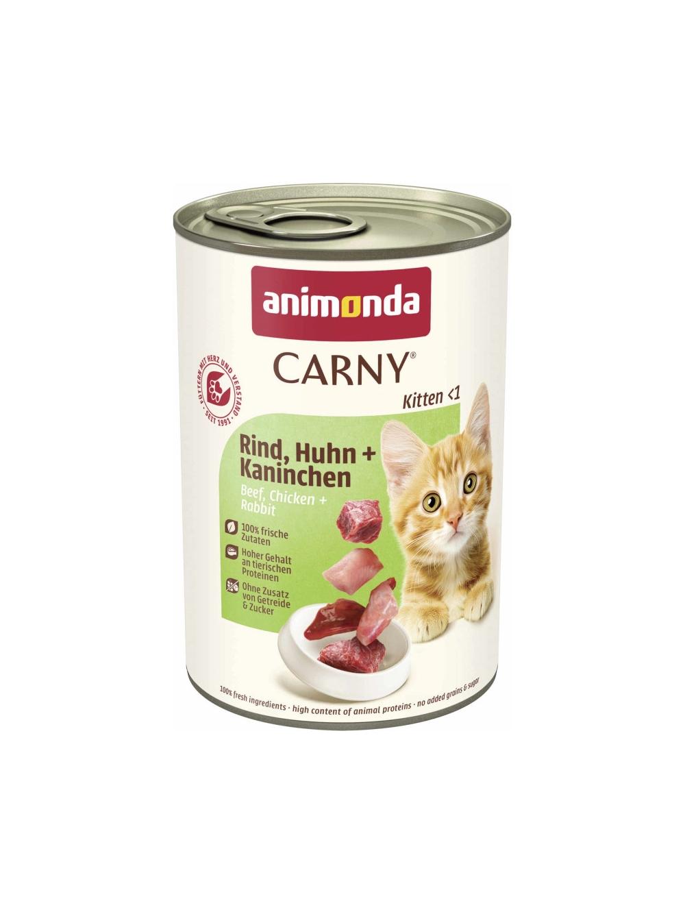 ANIMONDA Carny Kitten smak: wołowina, kurczak i królik 18x400g