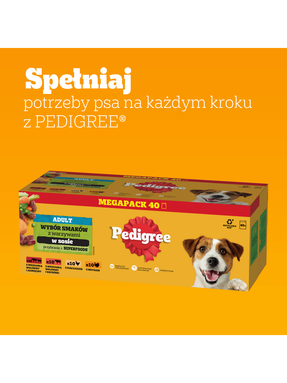 PEDIGREE Adult saszetka 40x100g - Mix Smaków z warzywami w sosie, mokra karma pełnoporcjowa dla dorosłych psów