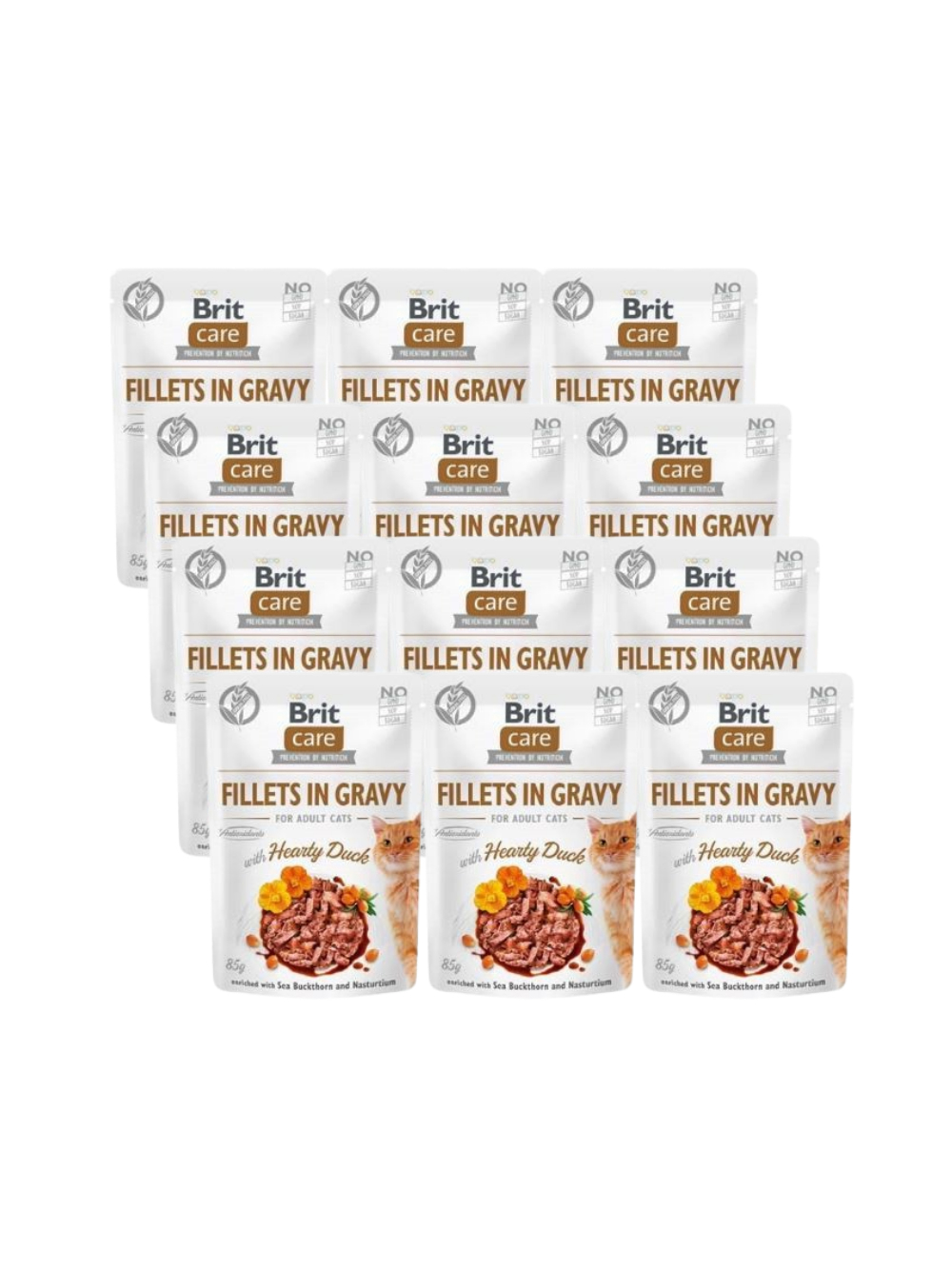 BRIT CARE Cat  Pouches Fillets in Gravy with Hearty Duck 12x85g