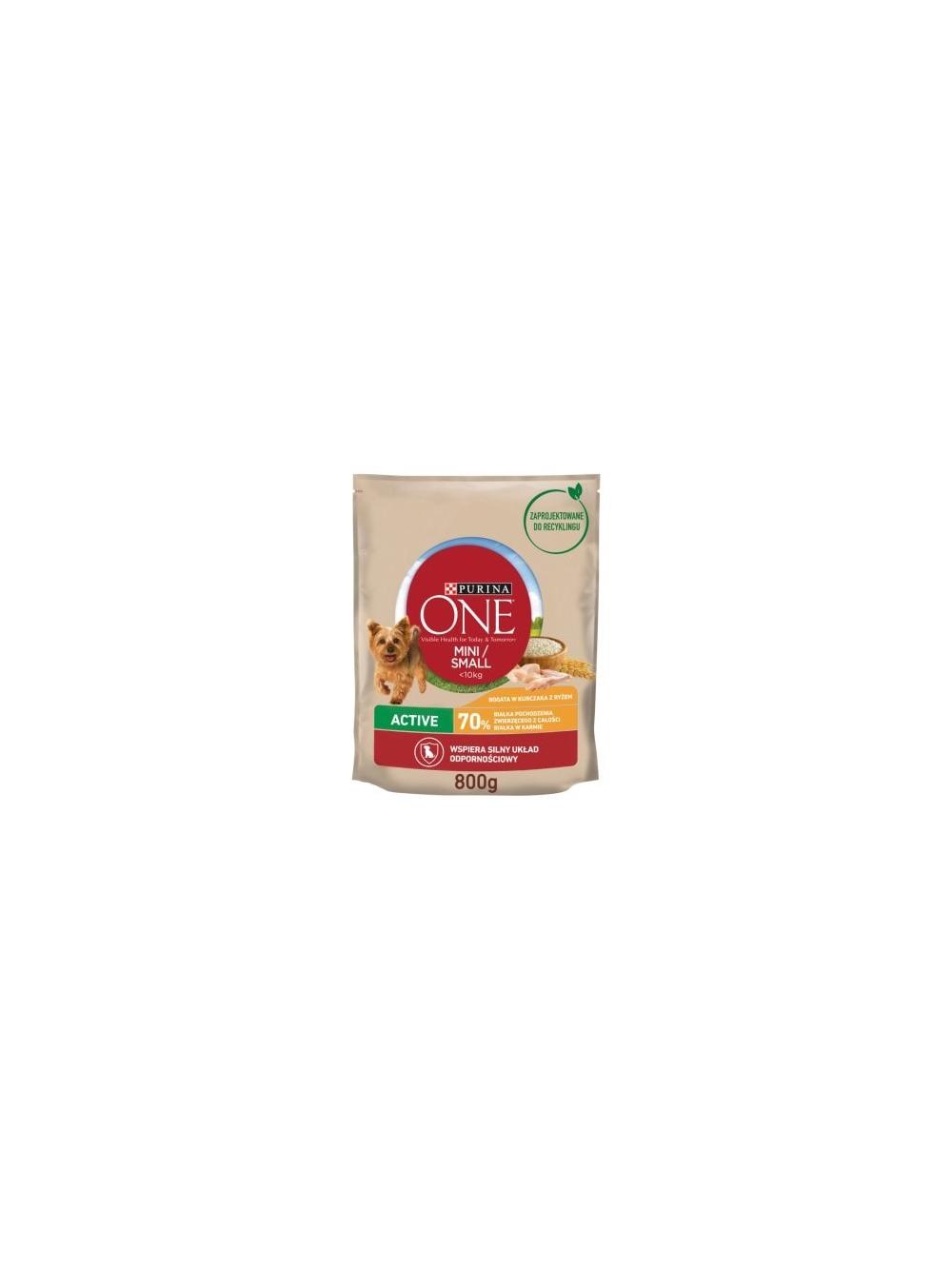 PURINA ONE Mini Active Kurczak, ryż - sucha karma dla psa - 800g /  / Opakowanie uszkodzone (8675) !!!