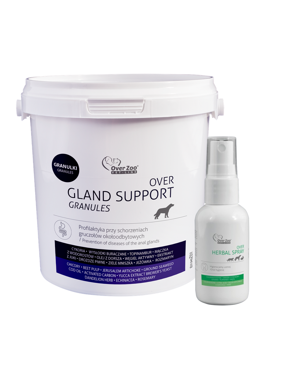 OVER Zoo Gland Support granules - na gruczoły około odbytowe - 600g + Herbal Spray 50ml GRATIS