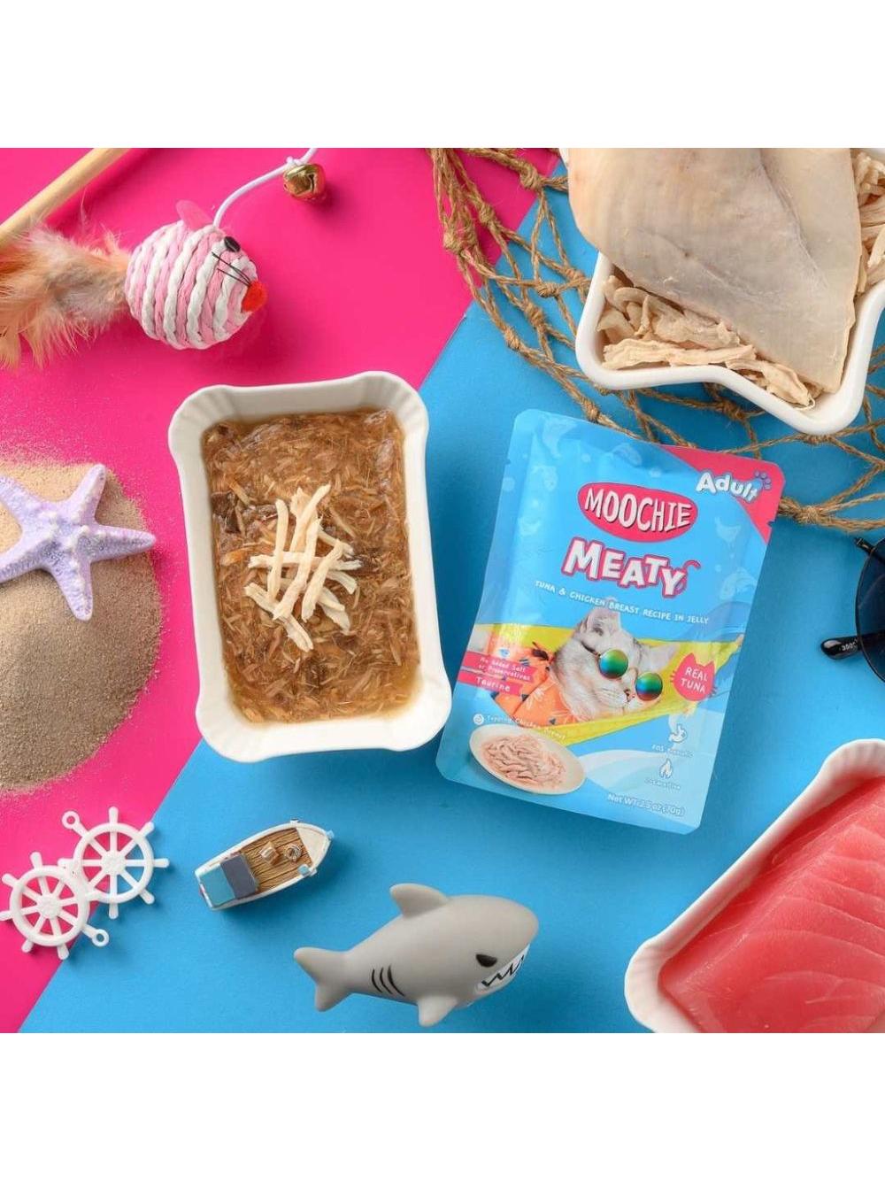 MOOCHIE Tuna & Chicken In Jelly 12x70g mokra karma dla kota (Kurczak w galaretce)