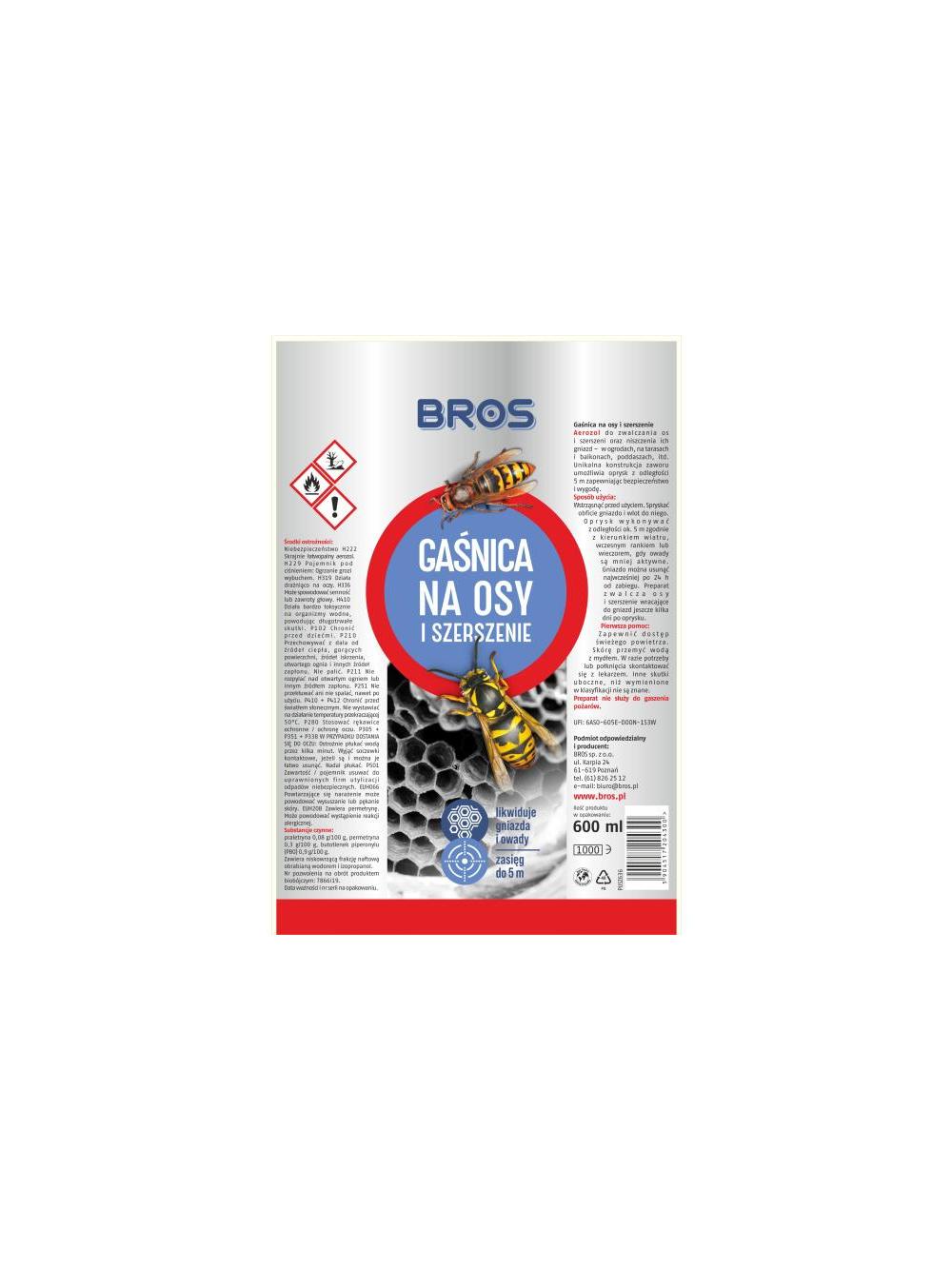 BROS - Gaśnica na osy i szerszenie 600ml