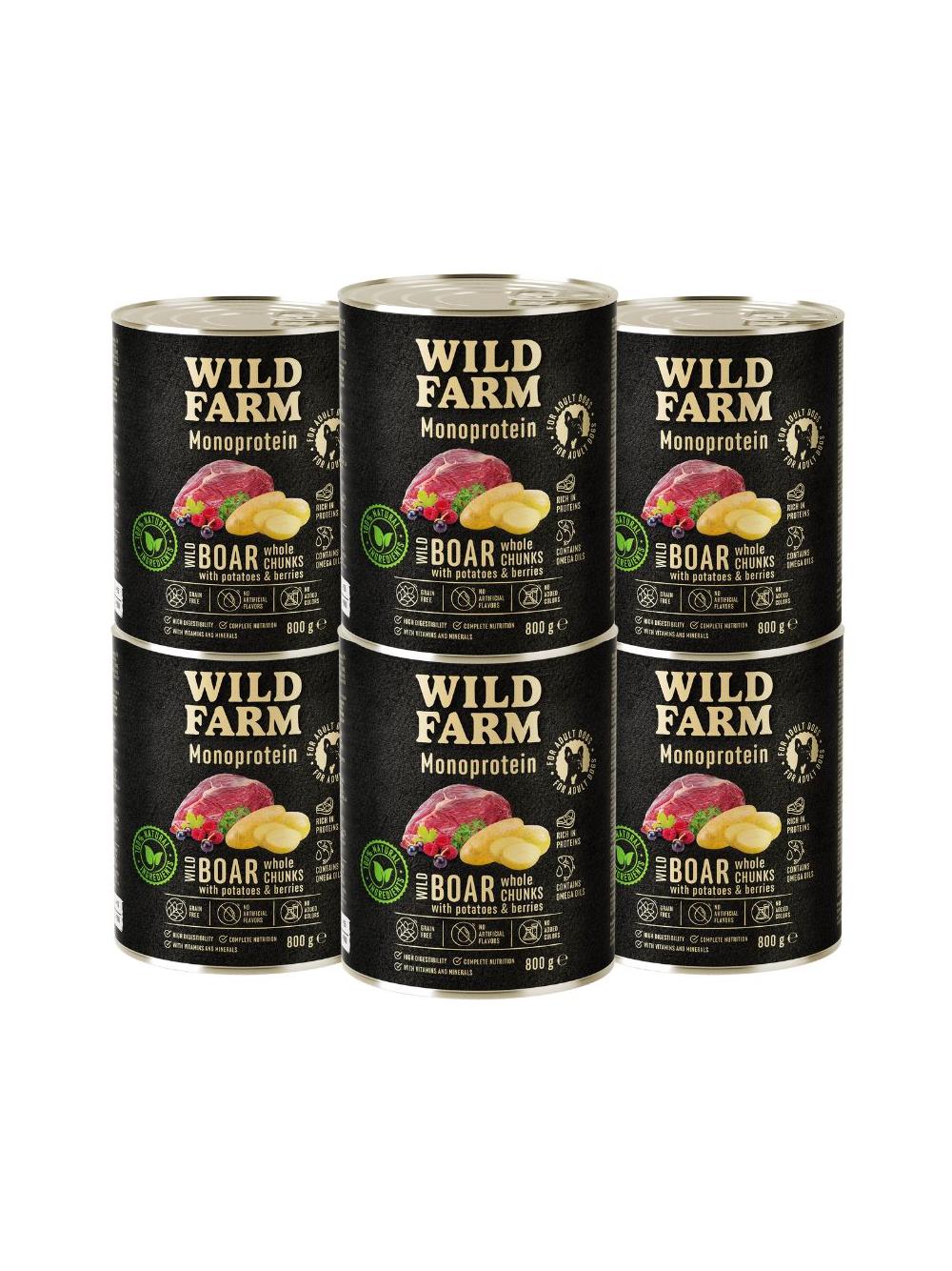 WILD FARM Monoprotein Wild Boar 6x800g hipoalergiczna karma dla psa