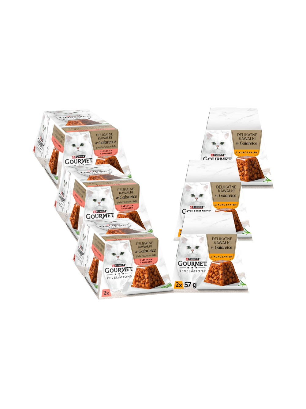 GOURMET Revelations Delikatne Kawałki w Galaretce Mix Smaków 6x(2x57g)