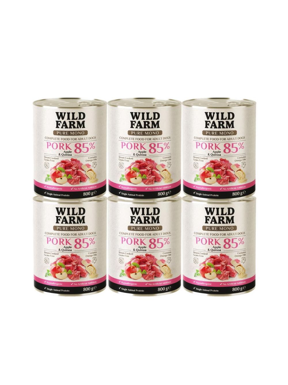 WILD FARM PURE MONO Pork Apple and Quinoa 6x800g monoproteinowa karma dla psa