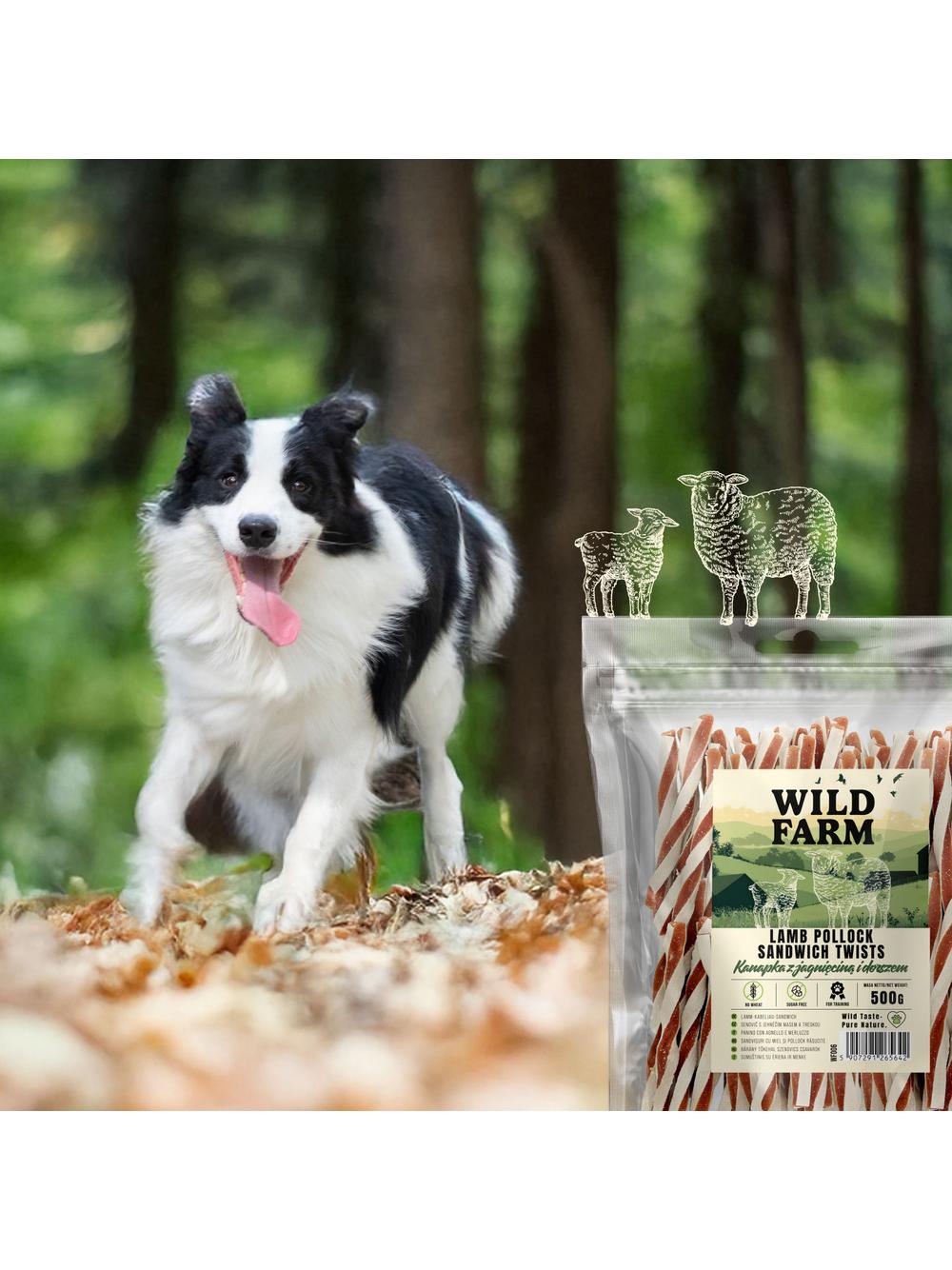 WILD FARM Kanapka z jagnięciną i dorszem 500g przysmak dla psa