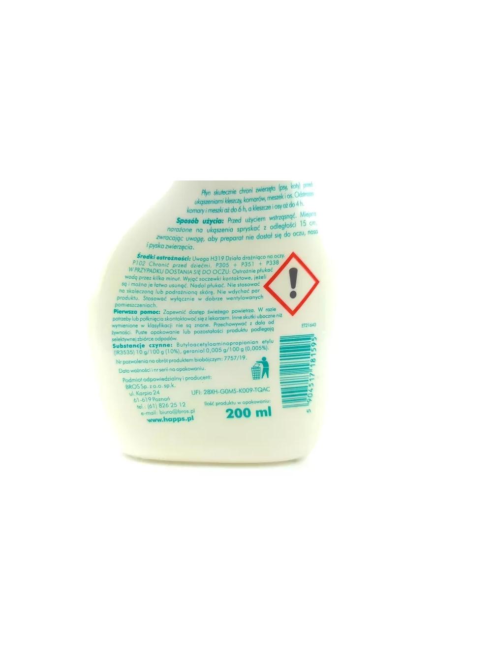 HAPPS - obroża przeciw pchłom dla kotów 35cm + HAPPS - płyn na kleszcze i komary dla zwierząt 200ml