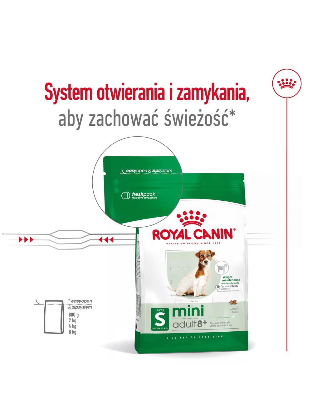 ROYAL CANIN Mini Adult +8  8kg karma sucha dla psów starszych od 8 do 12 roku życia, ras małych