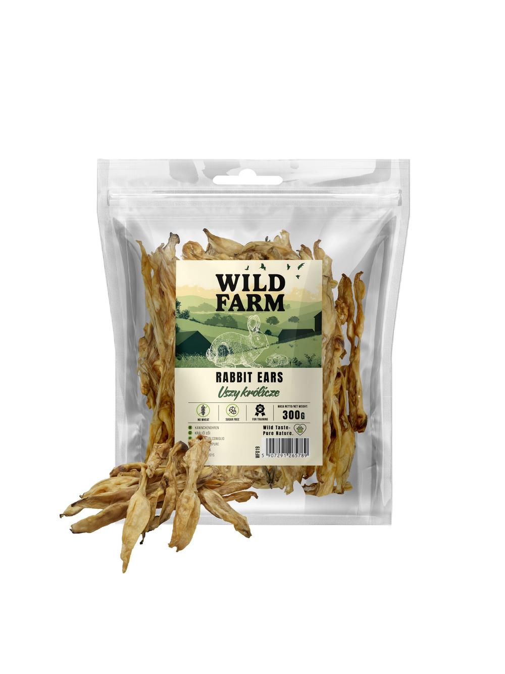 WILD FARM uszy królicze 300g przysmak dla psa